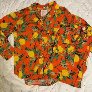Women’s Printfresh Lemon Zest Pajama Set, Size M.